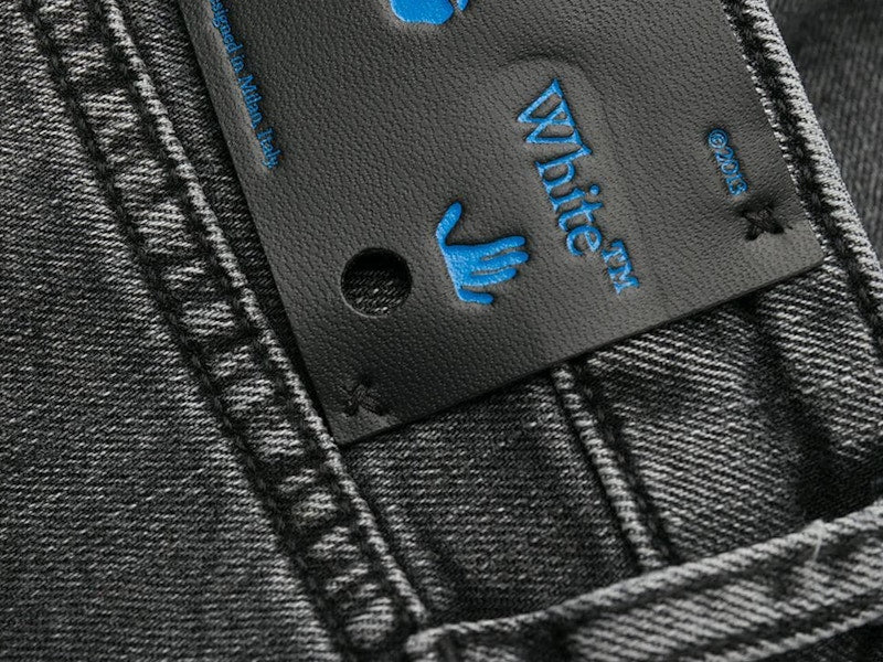 OFF-WHITE Skinny Denim Grey Area Jeans Dark Grey/White