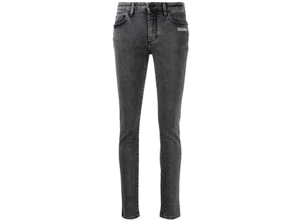 OFF-WHITE Skinny Denim Grey Area Jeans Dark Grey/White
