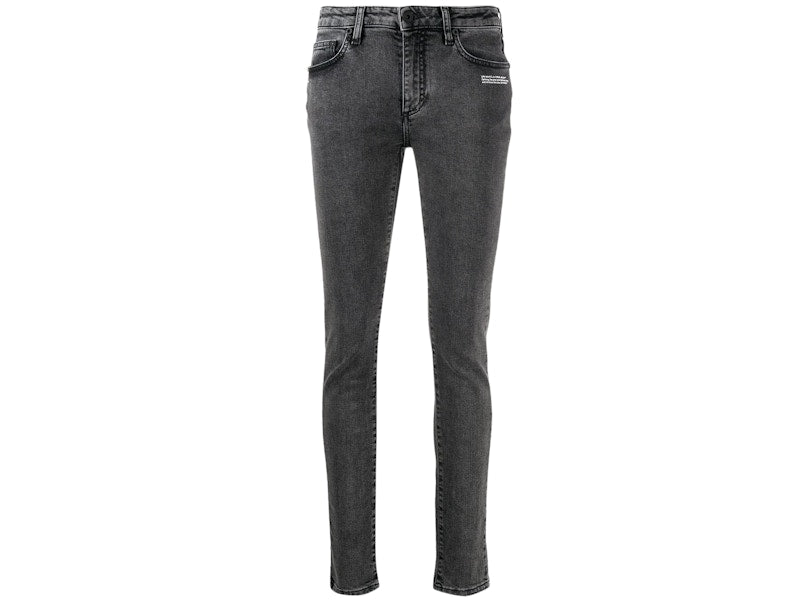 OFF-WHITE Skinny Denim Grey Area Jeans Dark Grey/White