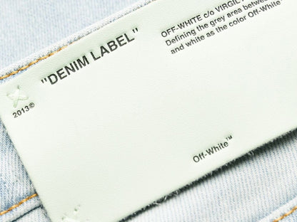 OFF-WHITE Skinny Denim Jeans Bleached Blue/White