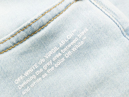 OFF-WHITE Skinny Denim Jeans Bleached Blue/White