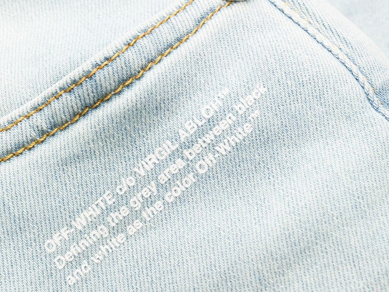 OFF-WHITE Skinny Denim Jeans Bleached Blue/White