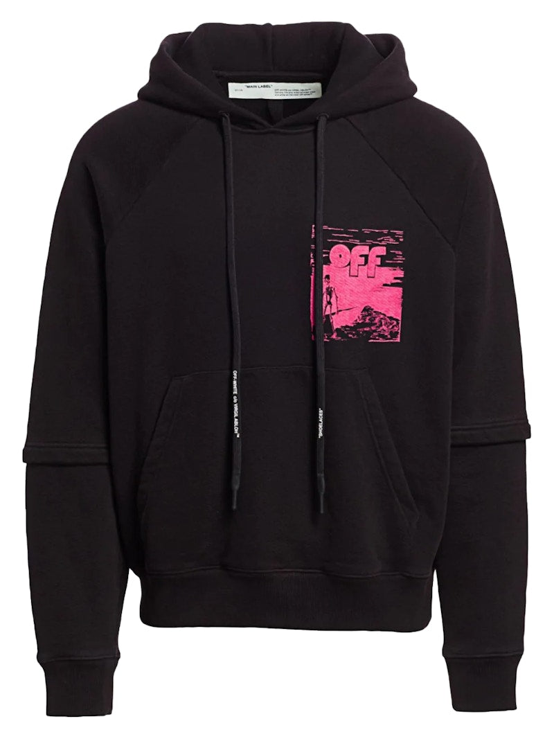OFF-WHITE Skull Graphic Hoodie Black/Fuschia