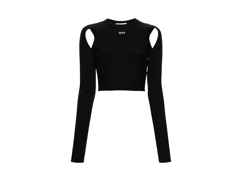 OFF-WHITE Sleek Long Sleeve Crop Top Black White
