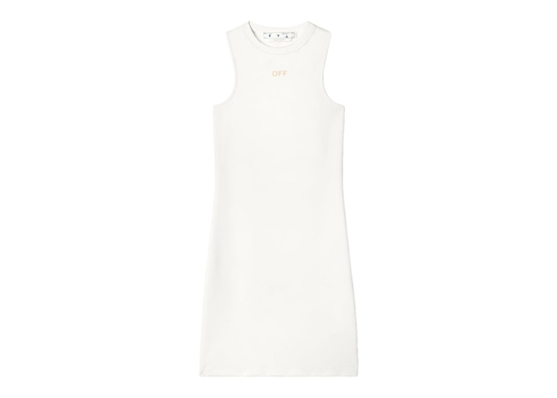 OFF-WHITE Sleek Rowing Logo Print Minidress Off-White
