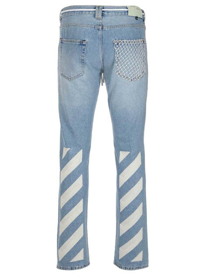 OFF-WHITE Slim Bleach Denim Jeans Bleach/Fuchsia