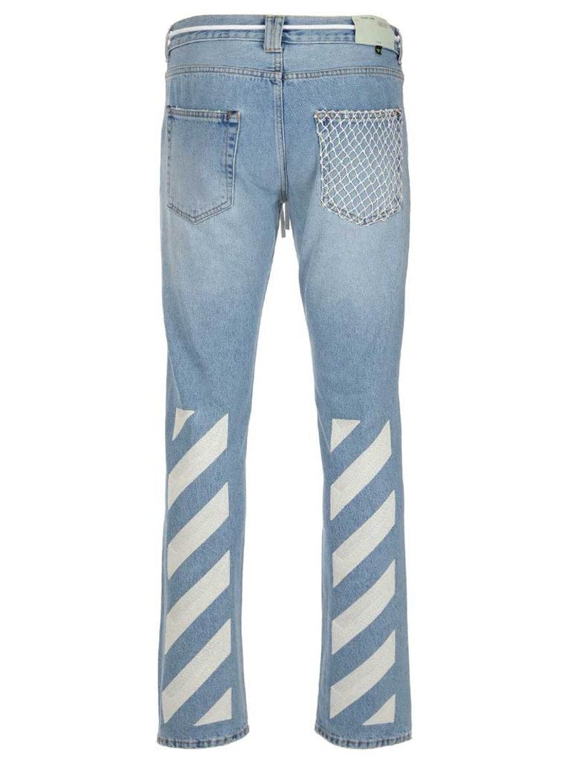 OFF-WHITE Slim Bleach Denim Jeans Bleach/Fuchsia