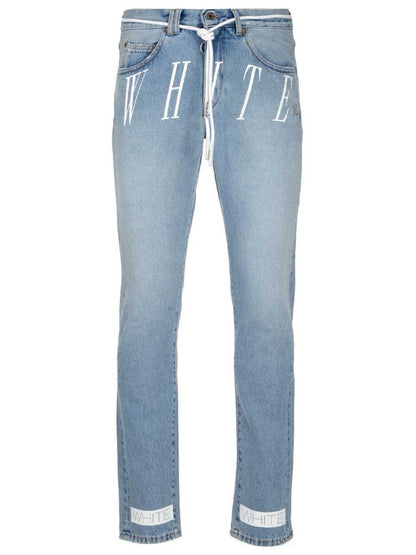 OFF-WHITE Slim Bleach Denim Jeans Bleach/Fuchsia