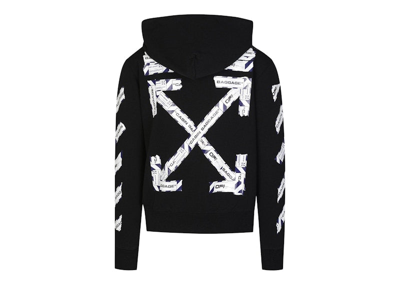 OFF-WHITE Slim Fit Airport Tape Zip Up Hoodie Black/Multi
