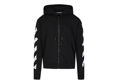 OFF-WHITE Slim Fit Airport Tape Zip Up Hoodie Black/Multi