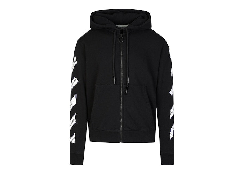 OFF-WHITE Slim Fit Airport Tape Zip Up Hoodie Black/Multi
