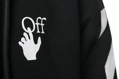 OFF-WHITE Slim Fit Arrows Diag Zip Up Hoodie Black/White