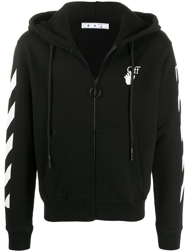 OFF-WHITE Slim Fit Arrows Diag Zip Up Hoodie Black/White