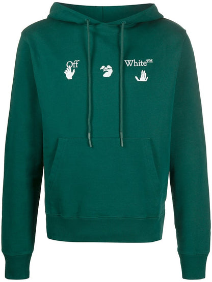 OFF-WHITE Slim Fit Big Logo Hoodie Dark Green/White