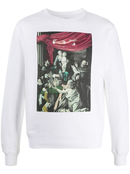 OFF-WHITE Slim Fit Caravaggio Painting Sweatshirt White/Black