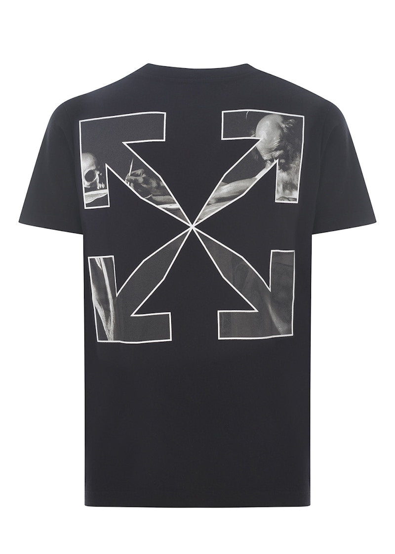 OFF-WHITE Slim Fit Caravaggio Saint Jerome Writing Arrows T-Shirt Black