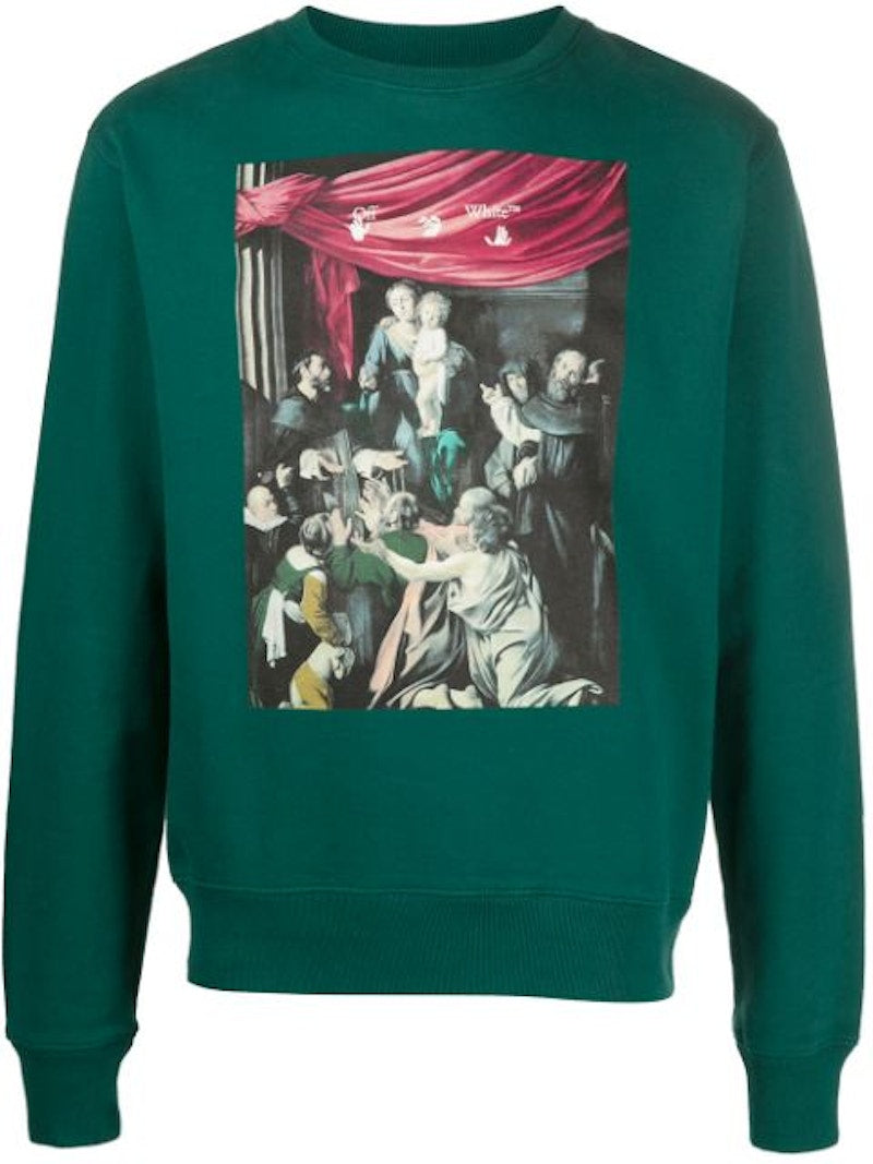 OFF-WHITE Slim Fit Carvaggio Painting Sweatshirt Dark Green/Black