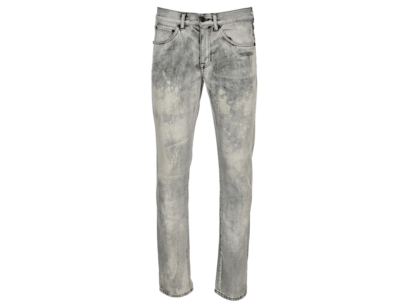OFF-WHITE Slim Fit Denim Jeans Dark Grey/Washed Black