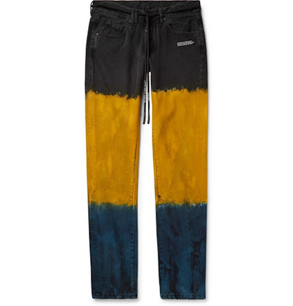 OFF-WHITE Slim Fit Dip Dyed Denim Jeans Black/Saffron/Storm Blue