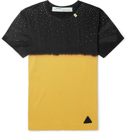 OFF-WHITE Slim Fit Embellished Tie Dyed T-shirt Black/Yellow