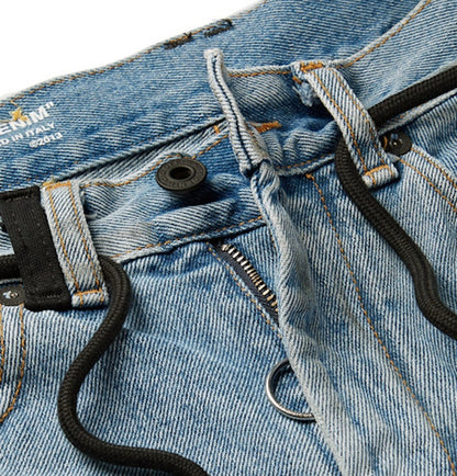 OFF-WHITE Slim Fit Logo Appliqued Denim Jeans Blue/Black