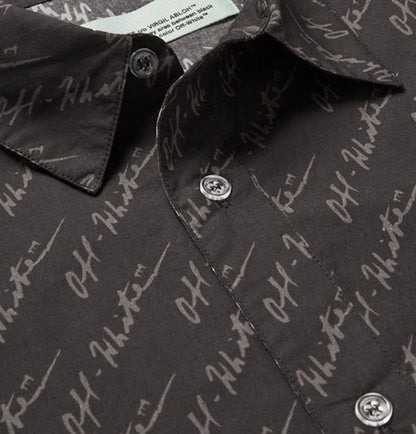 OFF-WHITE Slim Fit Logo Print Shirt Black/Grey