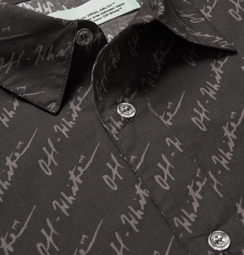 OFF-WHITE Slim Fit Logo Print Shirt Black/Grey