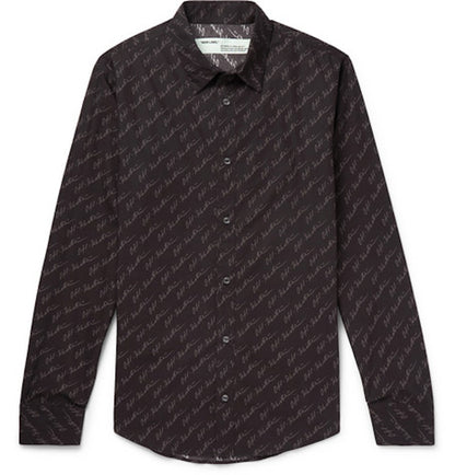 OFF-WHITE Slim Fit Logo Print Shirt Black/Grey