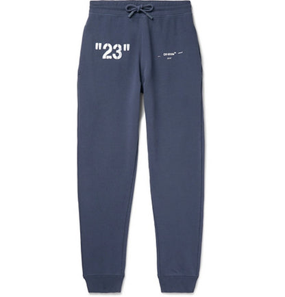 OFF-WHITE Slim Fit Logo Print Sweatpants Navy