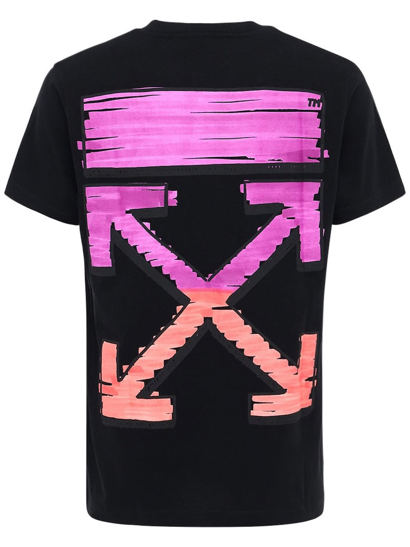 OFF-WHITE Slim Fit Marker Arrows T-shirt Black Fuchsia