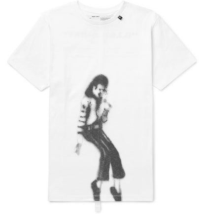 OFF-WHITE Slim Fit Michael Jackson Graphic Print T-shirt White/Black
