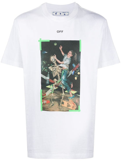 OFF-WHITE Slim Fit Pascal FOR EVER Painting T-Shirt White Green