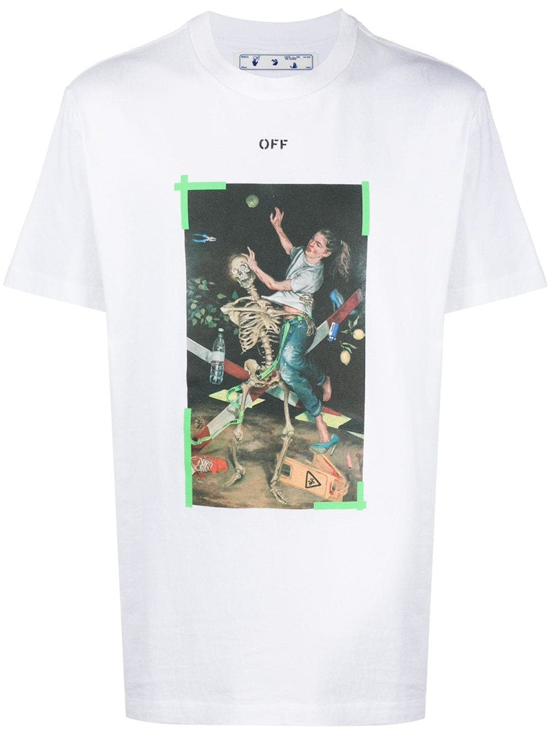 OFF-WHITE Slim Fit Pascal FOR EVER Painting T-Shirt White Green