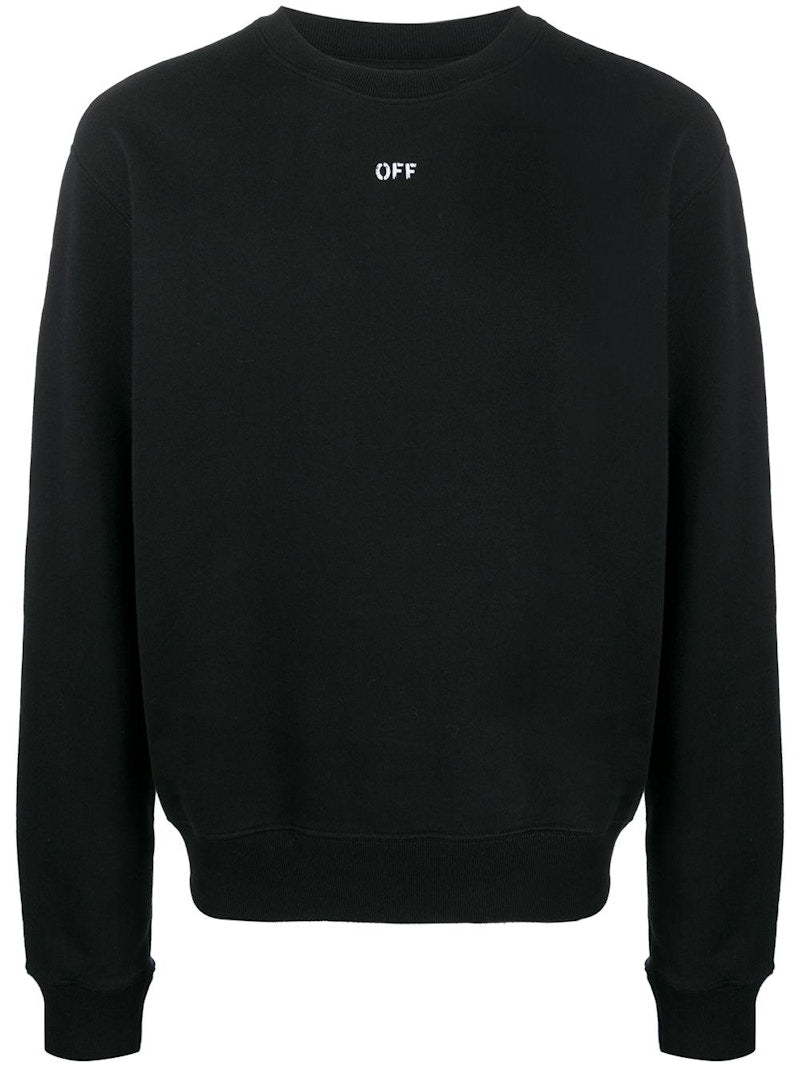 OFF-WHITE Slim Fit Stencil Crewneck Sweatshirt Black/White