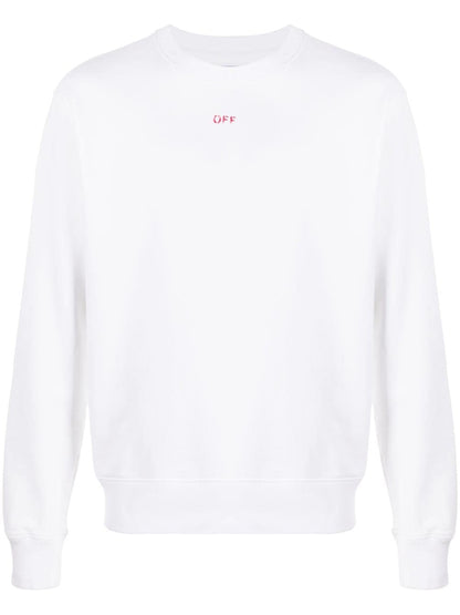 OFF-WHITE Slim Fit Stencil Crewneck Sweatshirt White/Red