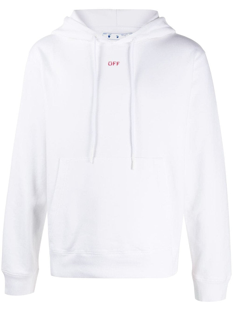 OFF-WHITE Slim Fit Stencil Hoodie White/Red