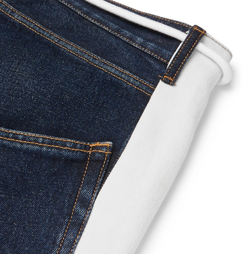 OFF-WHITE Slim Fit Striped Denim Jeans Dark Blue/White