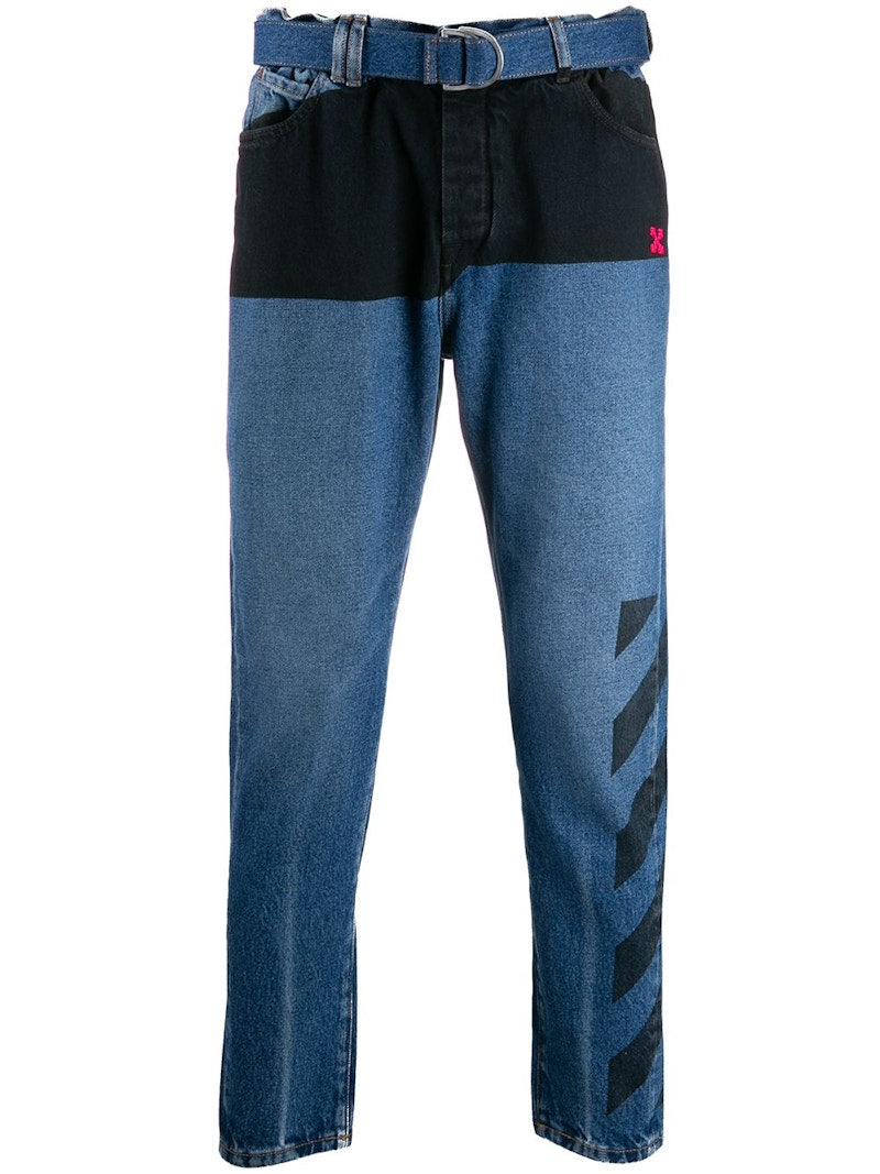 OFF-WHITE Slim Low Crotch Gabardine Denim Jeans Dark Blue