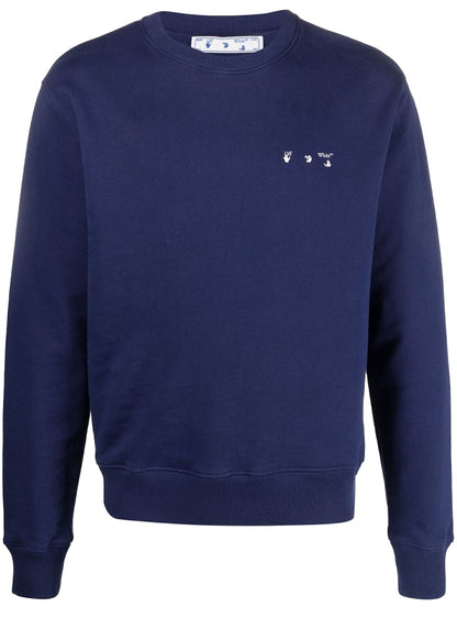 OFF-WHITE Slim fit Sewn Arrows Crewneck Navy White