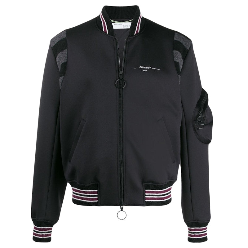 OFF-WHITE Small Logo Print Bomber Jacket Black/Black
