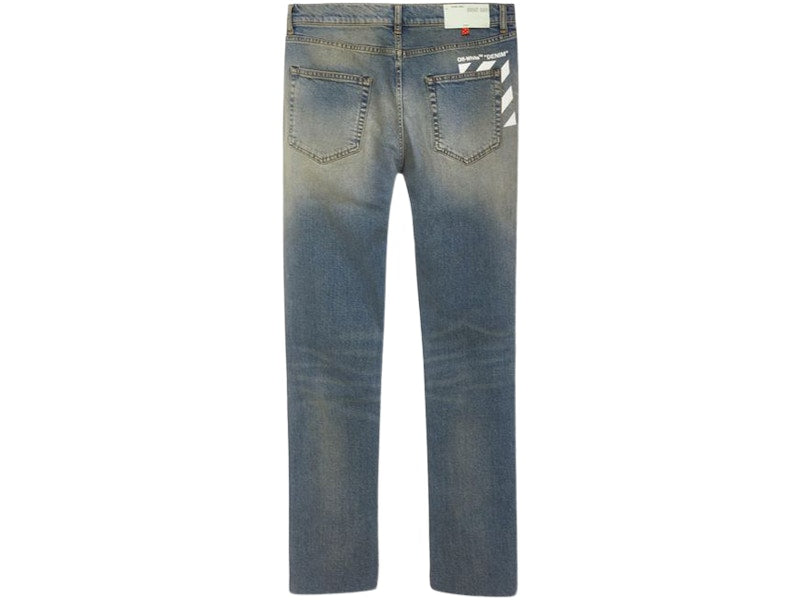 OFF-WHITE Split Slim Fit Denim Jeans Vintage Wash/White