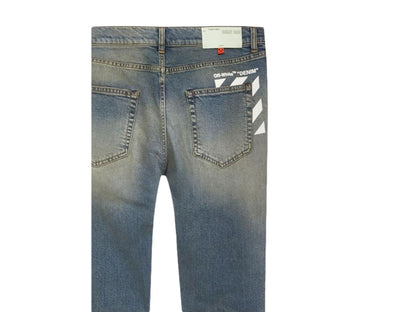 OFF-WHITE Split Slim Fit Denim Jeans Vintage Wash/White
