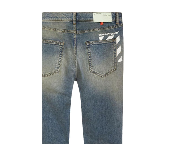 OFF-WHITE Split Slim Fit Denim Jeans Vintage Wash/White