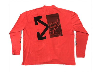 OFF-WHITE Splitted Arrows Logo L/S Tee Red