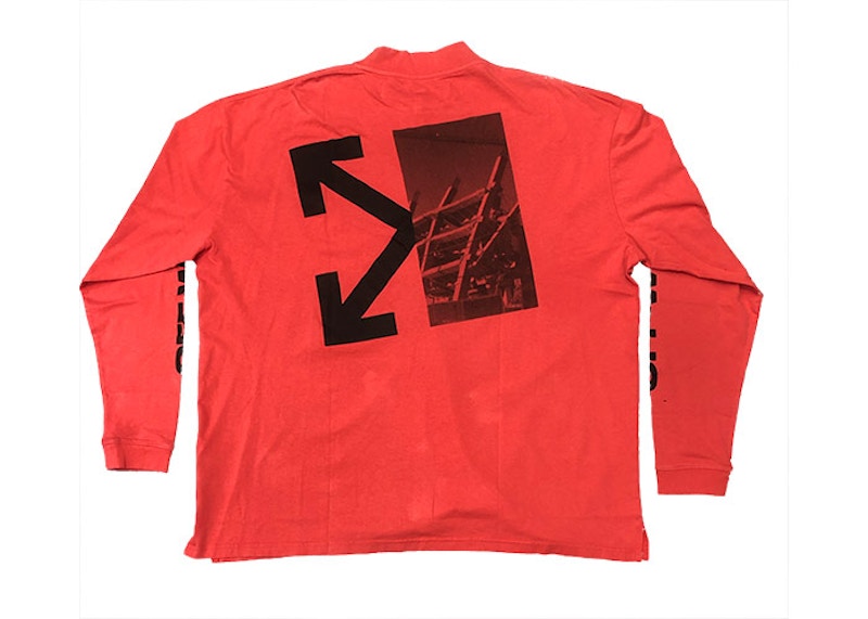 OFF-WHITE Splitted Arrows Logo L/S Tee Red