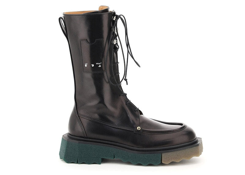 OFF-WHITE Sponge Combat Boot Black Green (Women's)