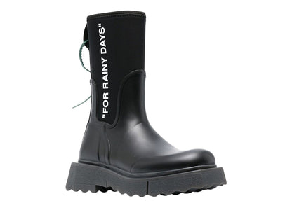 OFF_WHITE Sponge Rubber Rainboot Black Black White (Women's)