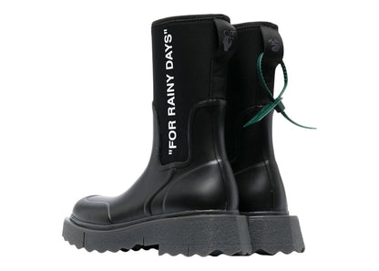 OFF_WHITE Sponge Rubber Rainboot Black Black White (Women's)