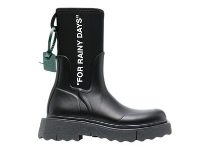 OFF_WHITE Sponge Rubber Rainboot Black Black White (Women's)