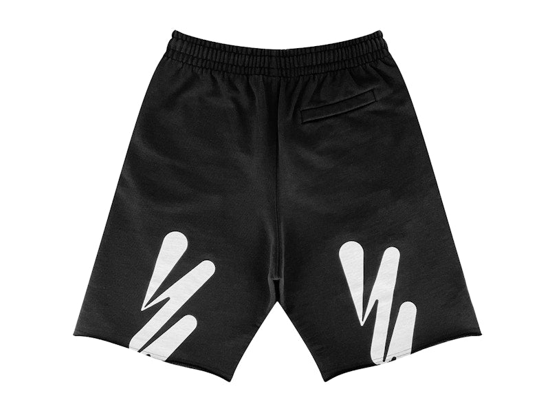 OFF-WHITE Spray Paint Diag Logo Print Shorts Black/White